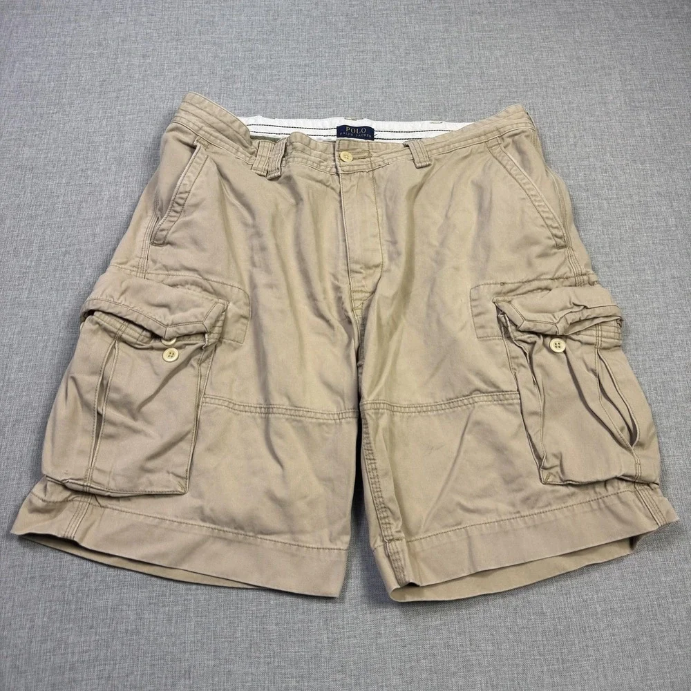 Polo Ralph Lauren Cargo Shorts Mens 38 Beige Canvas Military 10